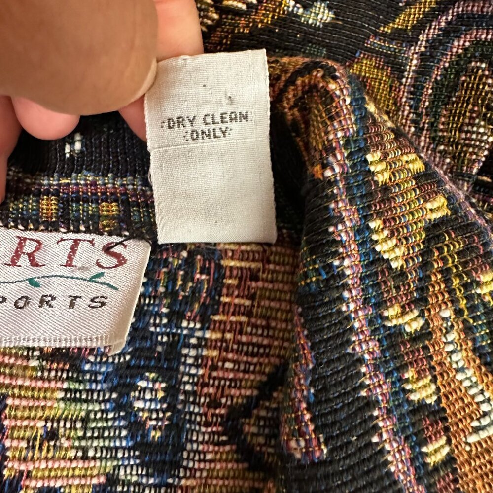 Vintage Passports Pier 1 Imports Tapestry Paisley Fringe Vest Size SMALL - Picture 6 of 6
